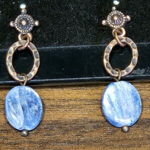 NWT - Elegant Copper Semi-Precious Blue Kyanite Earrings